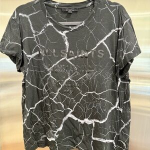 All Saints Black Marble Print Women's Top